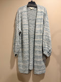 Lovestitch Wool Blend Long Cardigan Duster Blue Cream M/L