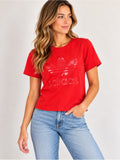 GT-0100 adidas Originals Red Trefoil Logo Short Sleeve Half Zip Tee Women’s