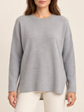 GT-0196 Vince Gray Wool Blend Crewneck Sweater M Ribbed Sleeve High Low