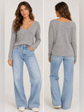Rag & Bone / JEAN Gray V-Neck Long Sleeve Top – Size Small