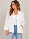 GT-0126 Dialogue Linen Cotton Utility Jacket XL White 4 Pocket Coastal Shacket