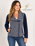 GT-0100 | Tommy Hilfiger Athluxe Metallic Navy Asymmetrical Moto Jacket XL