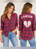 Rails L’Amour Broken Heart Red Plaid Flannel Shirt XS GT-0221