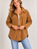Mustard Seed Camel Faux Suede Button Front Shacket Shirt Jacket S GT-0274