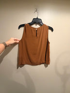 Eileen Fisher 100% Silk Sleeveless Blouse – XS – Rust/Cognac Brown