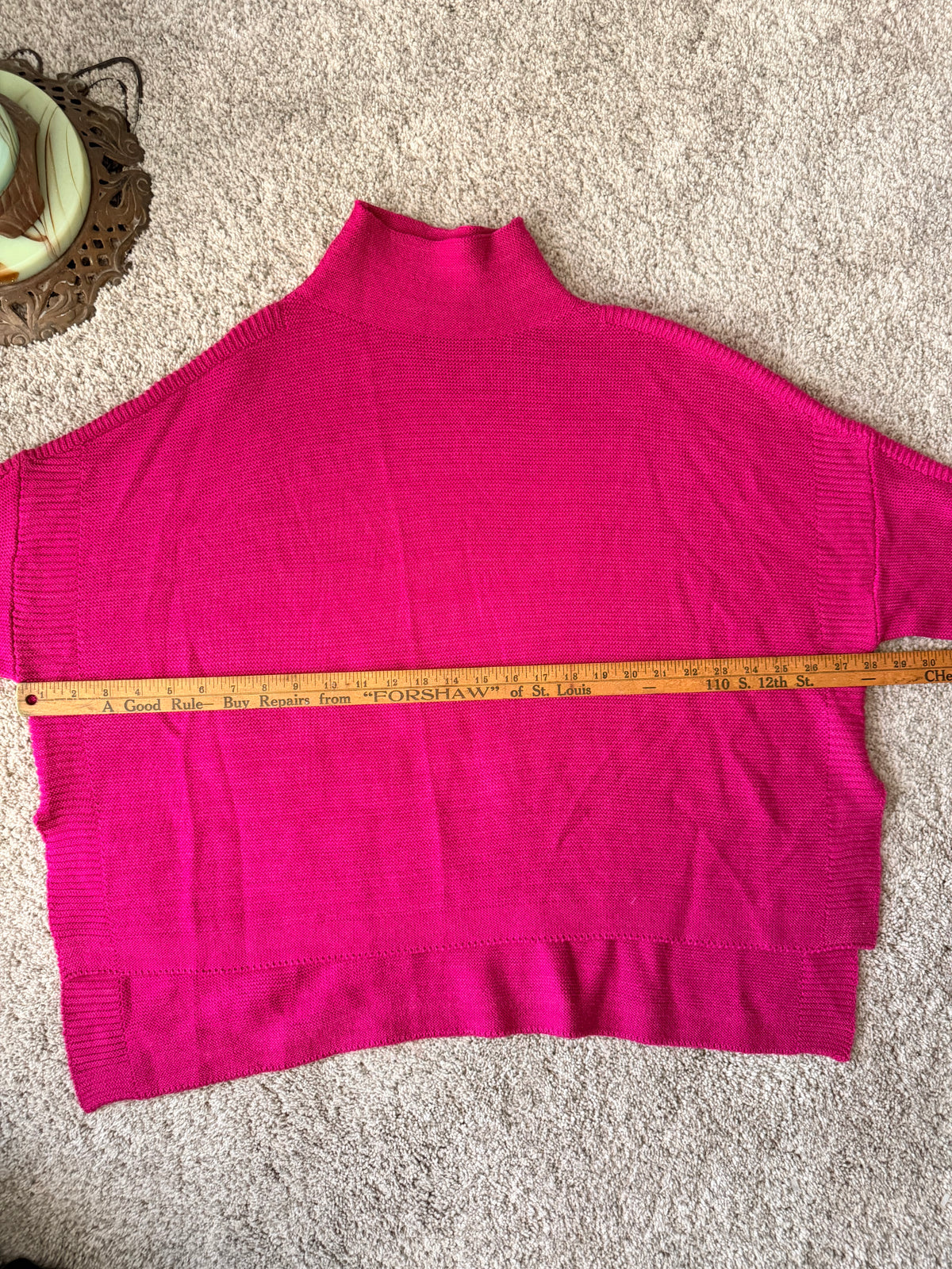 Kerisma Oversized Poncho Sweater Magenta Pink Mock Neck Dolman Sleeve