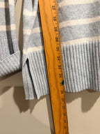 LOFT Petites Striped Crewneck Sweater Gray Ivory Side Slit SP