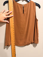 Eileen Fisher 100% Silk Sleeveless Blouse – XS – Rust/Cognac Brown