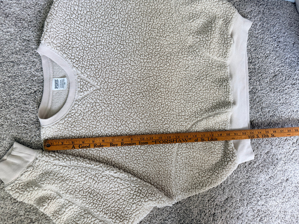 PINK Victoria’s Secret Sherpa Teddy Fleece Crewneck Sweatshirt S