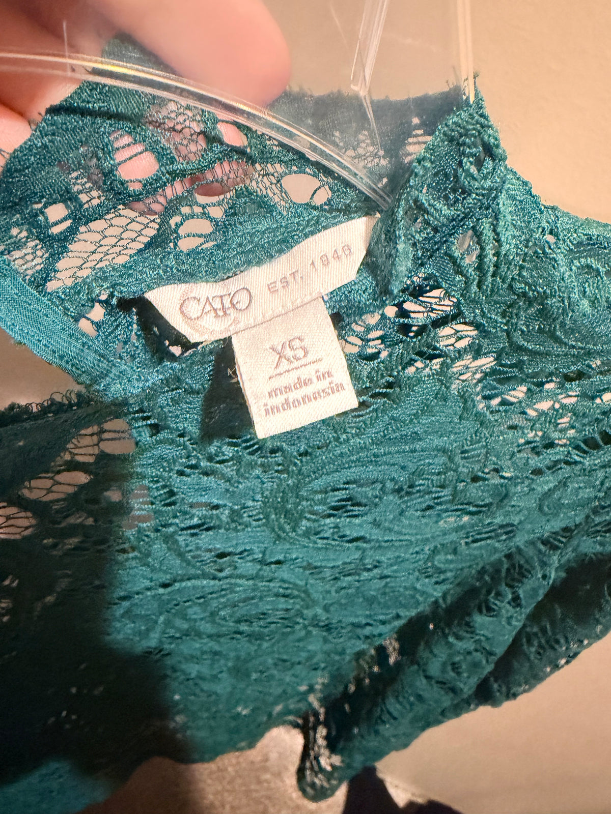 Cato Teal Lace Long Sleeve Blouse