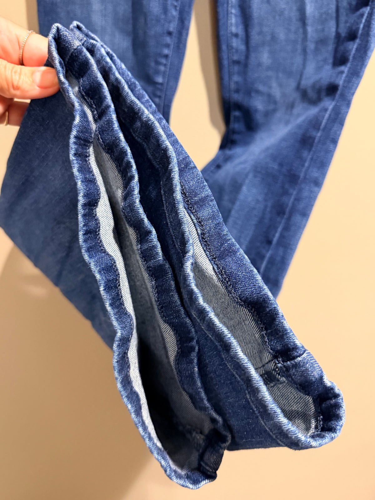 We The Free Free People 31 High Rise Flare Jeans Seamed Dark Wash