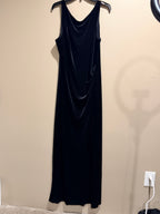 NWT BCBG Max Azria Black Velvet Draped Maxi Dress L $215