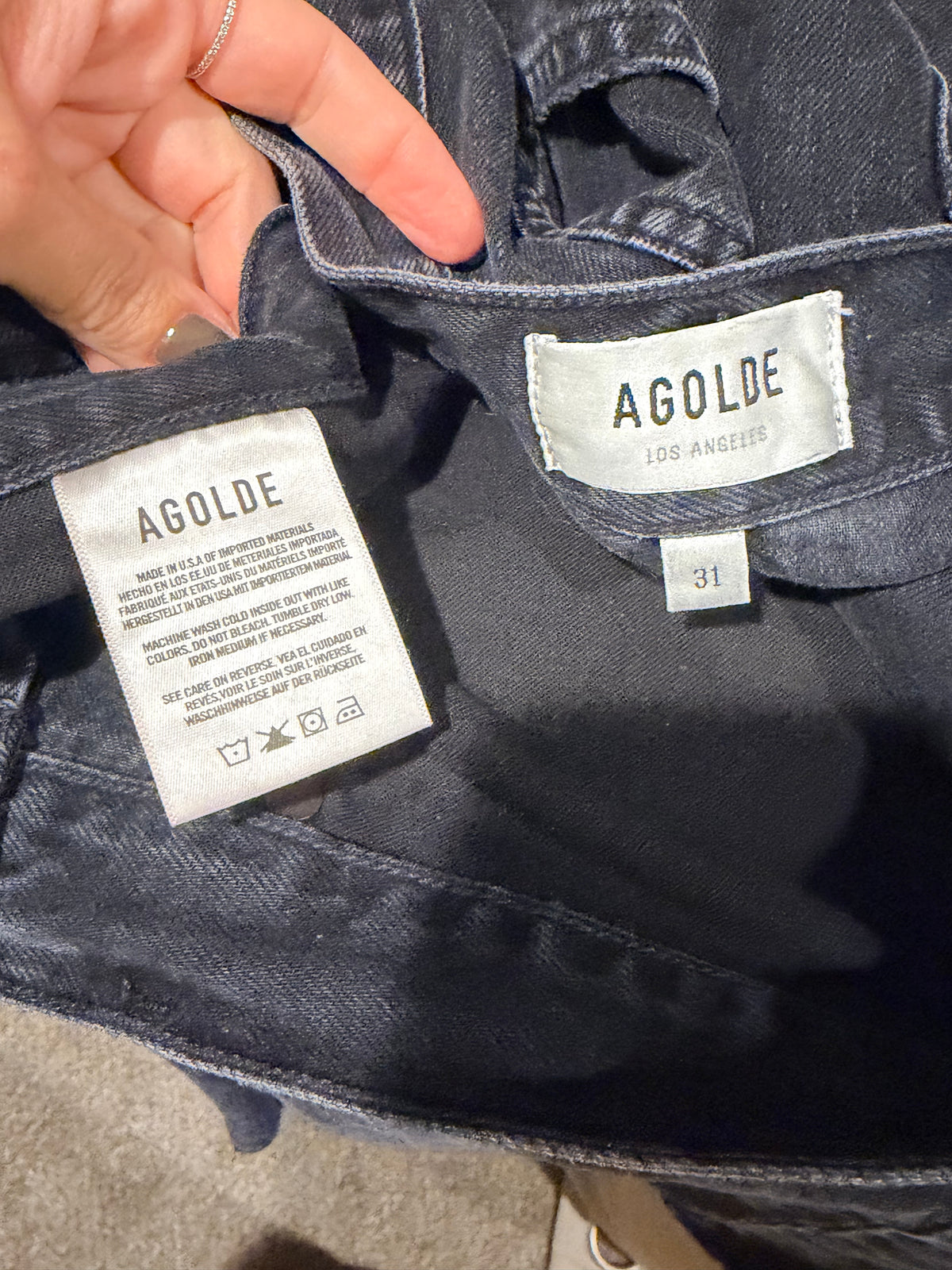 Agolde Black Straight-Leg Jeans with Knee Slit
