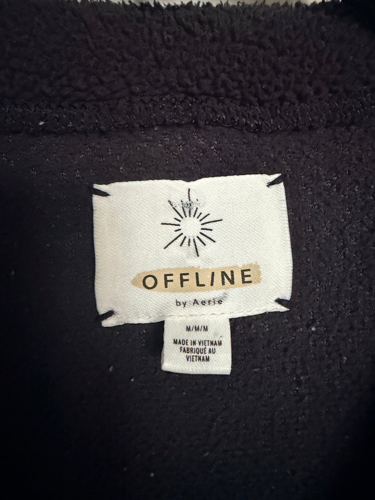 Offline by Aerie Black Sherpa Fleece Quarter Zip Pullover M Oversized Utility