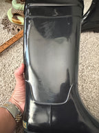 Lauren Ralph Lauren Rossalyn II Black Tall Rain Boots Gold Buckle Size 6B