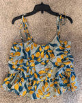 mine Blue & Yellow Leaf-Print Tie-Strap Camisole