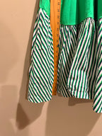 Daily Practice Green Striped Mixed Media Swing Dress Tunic Lagenlook M