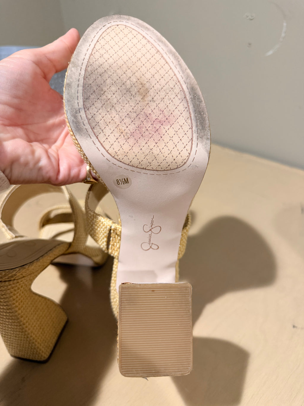 Jessica Simpson Woven Double-Strap Block Heel Sandals - Cream