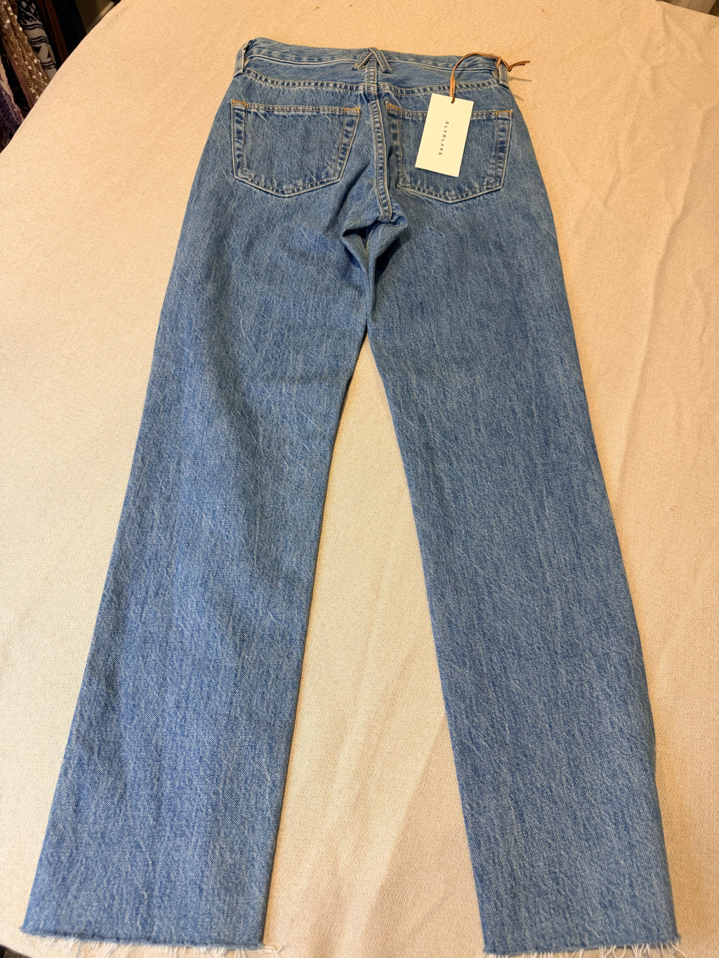 SLVRLAKE Women's Straight-Leg Blue Denim Jeans