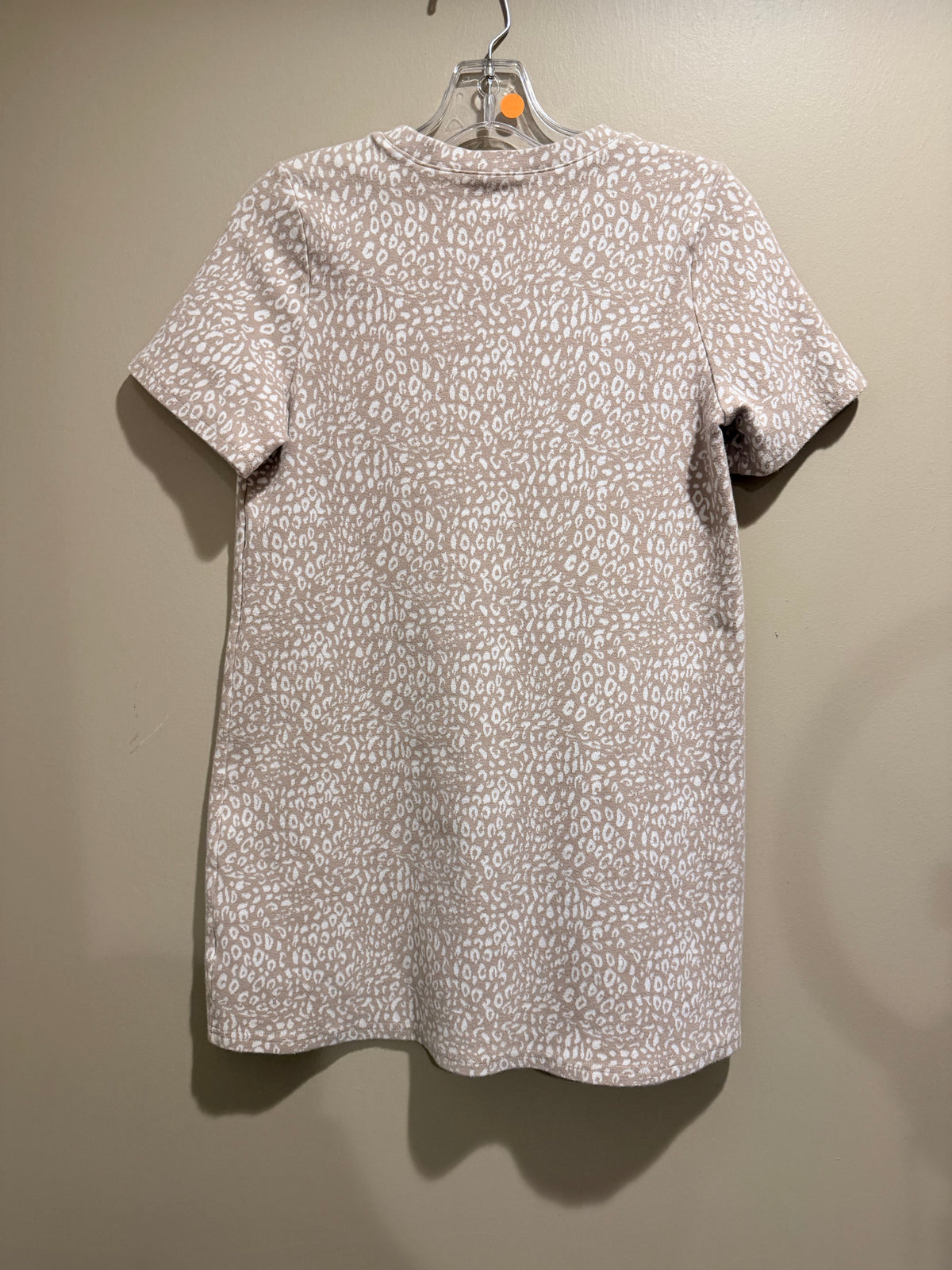 Women’s Short Sleeve Animal Print T- shirt dress - Beige