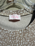 Women’s Short Sleeve Animal Print T- shirt dress - Beige