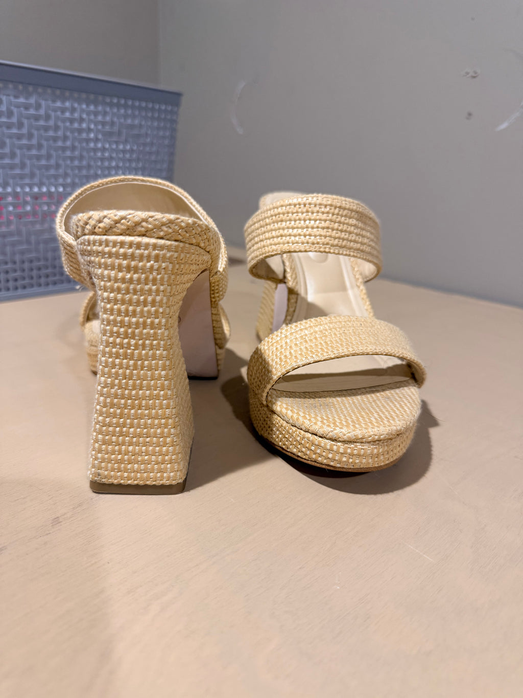 Jessica Simpson Woven Double-Strap Block Heel Sandals - Cream