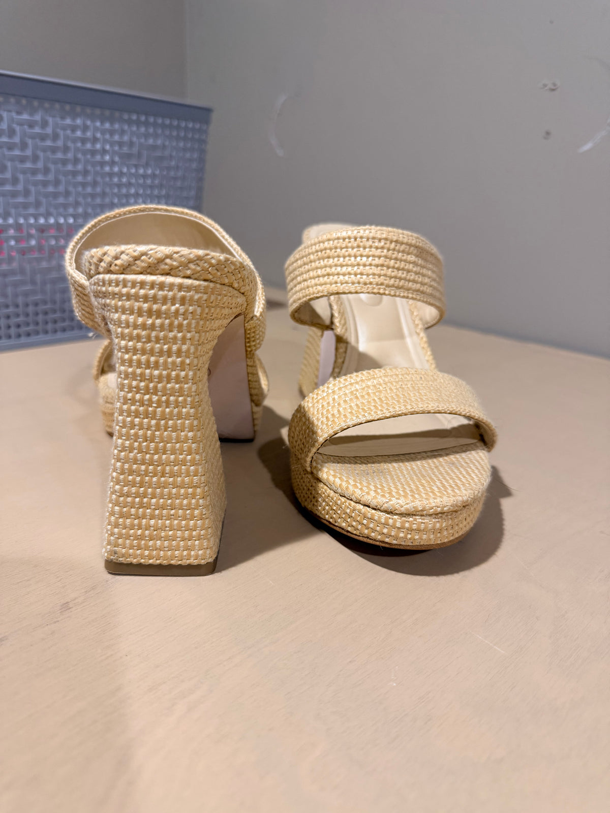 Jessica Simpson Woven Double-Strap Block Heel Sandals - Cream