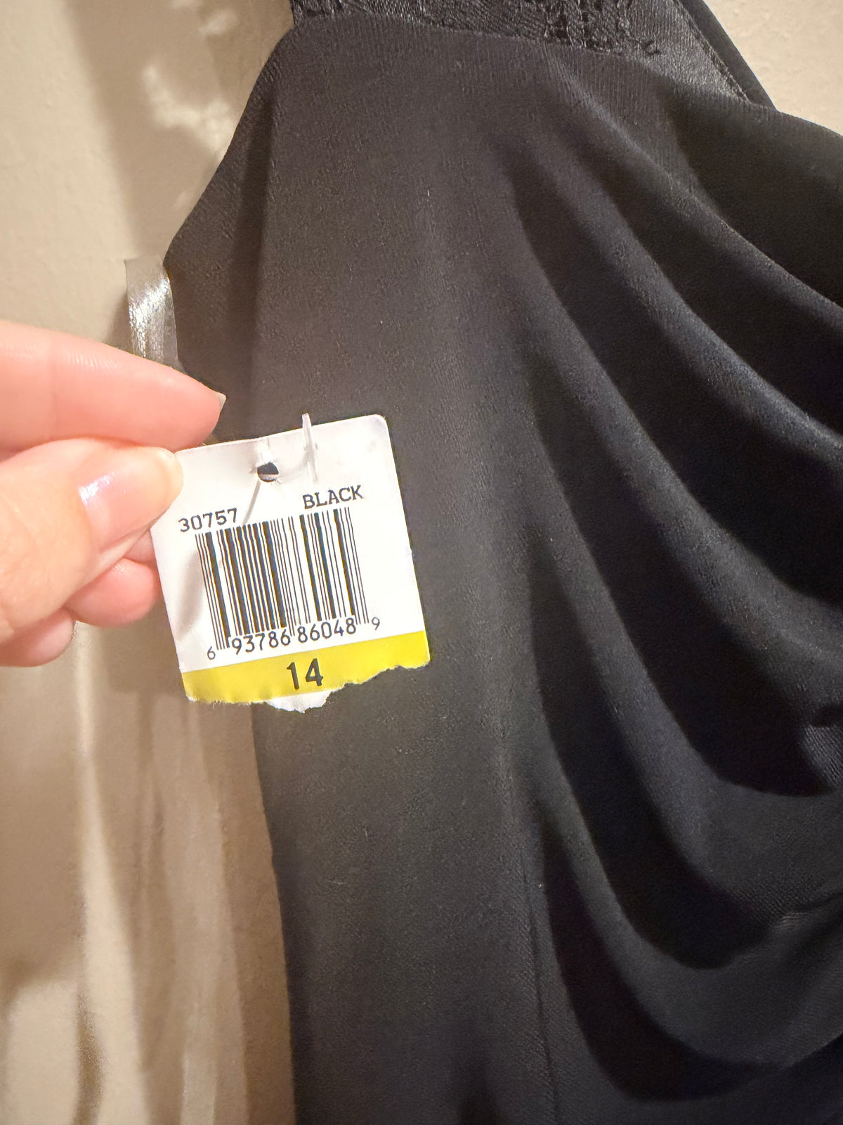 MSK Black Lace Ruched Draped Cocktail Dress Size 14 NWT