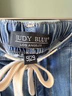 Judy Blue Jeans 9/29 Drawstring Waist Patch Pocket Relaxed Boyfriend Denim