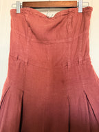 Anthropologie 100% Linen Strapless Wide Leg Jumpsuit Rust 6