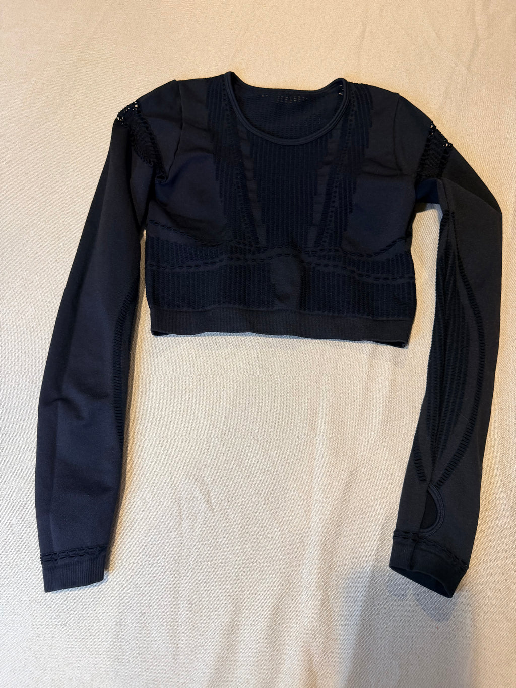 Fashion Nova Black Long Sleeve Cropped Knit Top