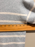 LOFT Petites Striped Crewneck Sweater Gray Ivory Side Slit SP