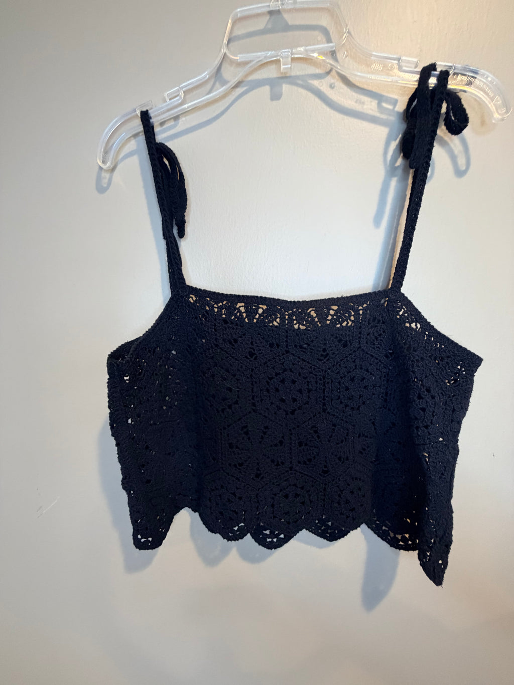 H&M Black Crocheted Tie-Shoulder Camisole
