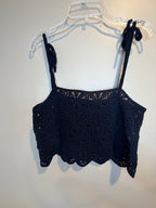 H&M Black Crocheted Tie-Shoulder Camisole