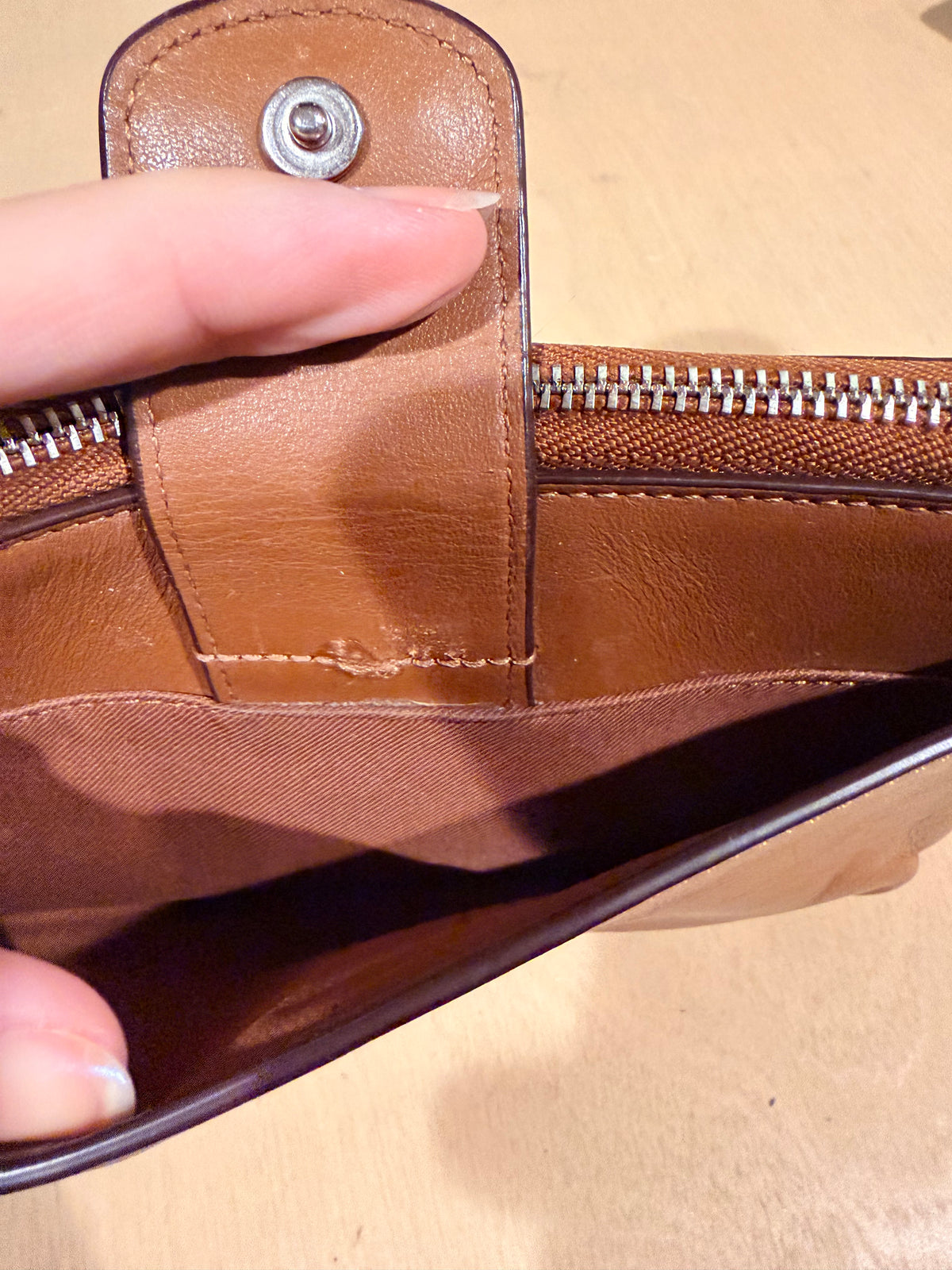 Coach Brown Leather Zip Around Wristlet Wallet Card Holder