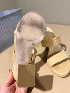 Jessica Simpson Woven Double-Strap Block Heel Sandals - Cream