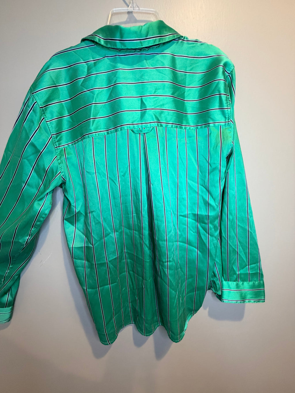 Rails Women’s Green White Striped Button Down Shirt Size M