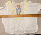 Free People White Peasant Tunic with Yellow and Gray Embroidery