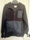 Offline by Aerie Black Sherpa Fleece Quarter Zip Pullover M Oversized Utility