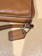 Coach Brown Leather Zip Around Wristlet Wallet Card Holder