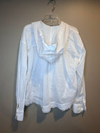 Free People White Hooded Button-Down Shirt Jacket