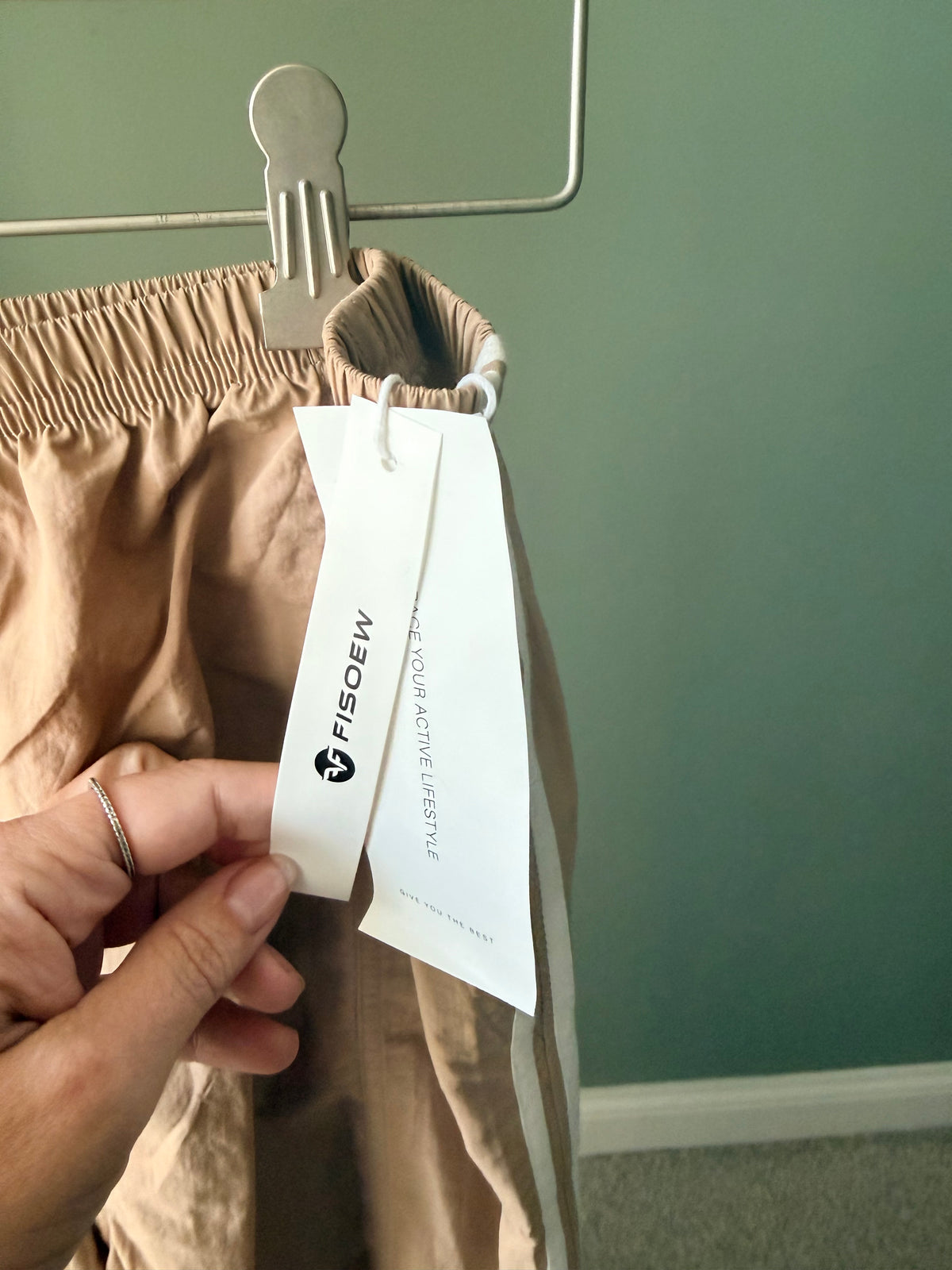 NWT Fisoew Khaki Parachute Cargo Pants Side Tie Wide Leg Size L