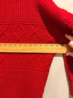 American Eagle Red Patchwork Cable Knit Mock Neck Sweater M