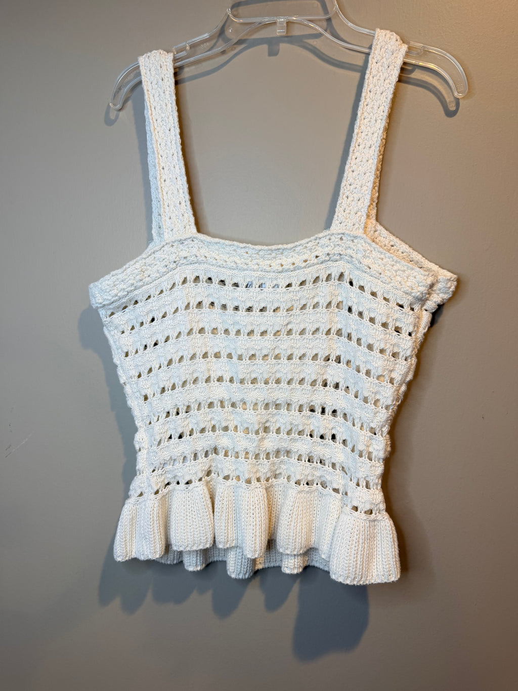 J. Crew White Crochet Peplum Camisole