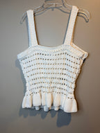 J. Crew White Crochet Peplum Camisole