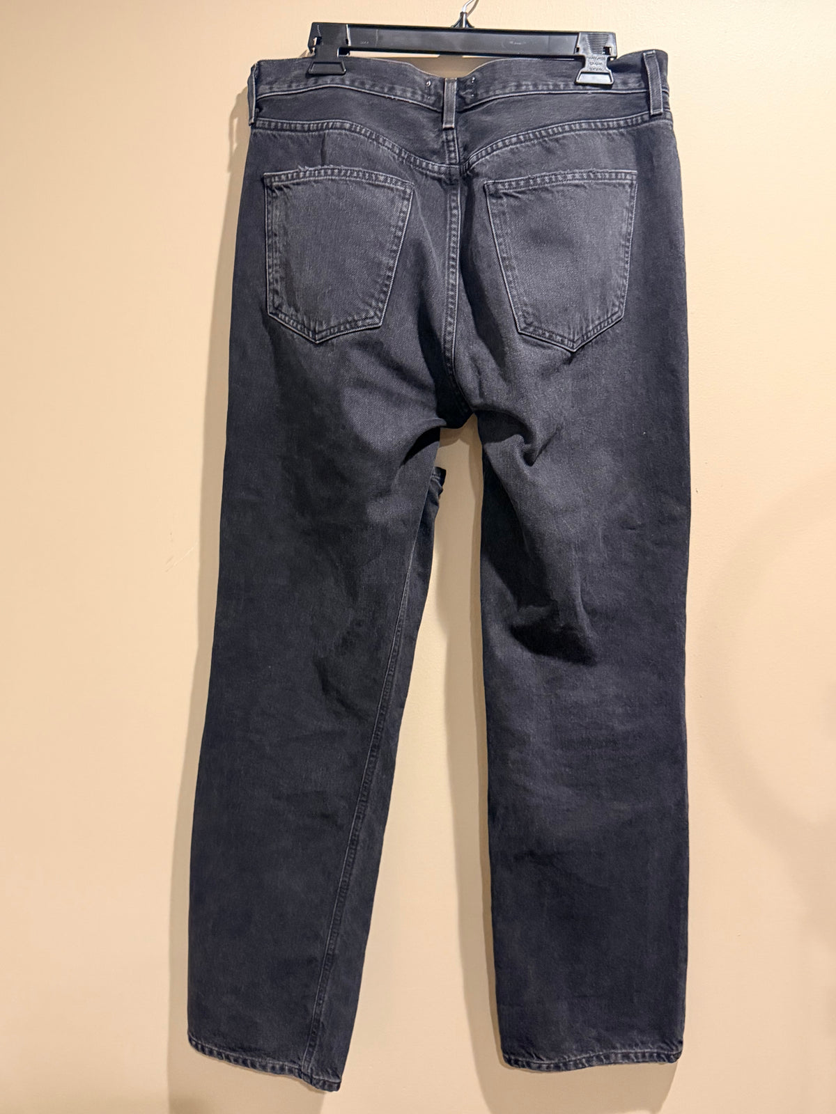 Agolde Black Straight-Leg Jeans with Knee Slit