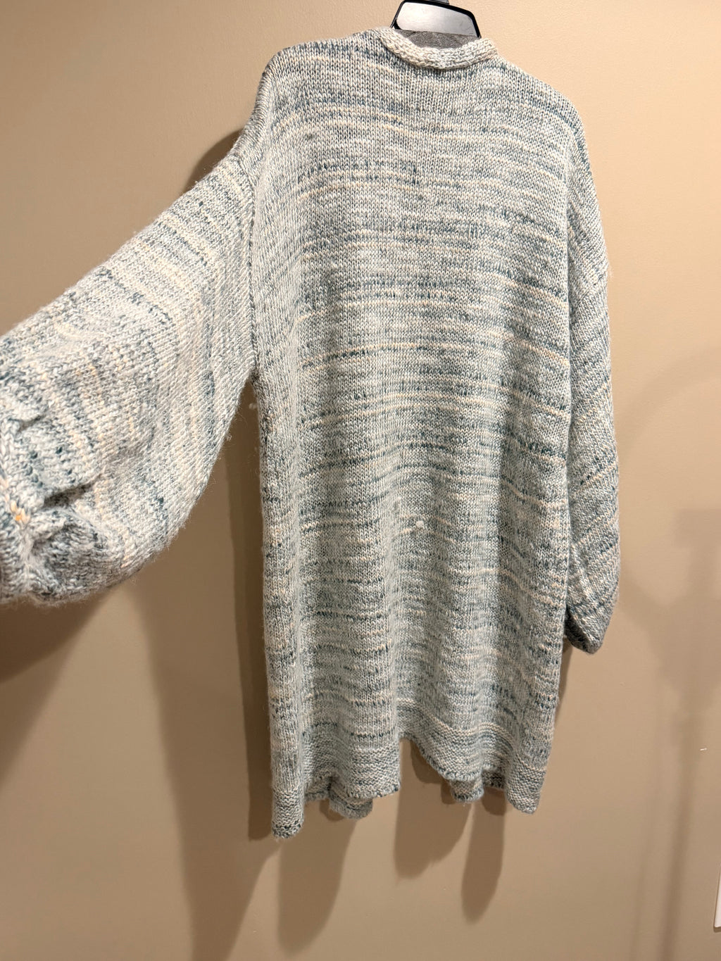 Lovestitch Wool Blend Long Cardigan Duster Blue Cream M/L