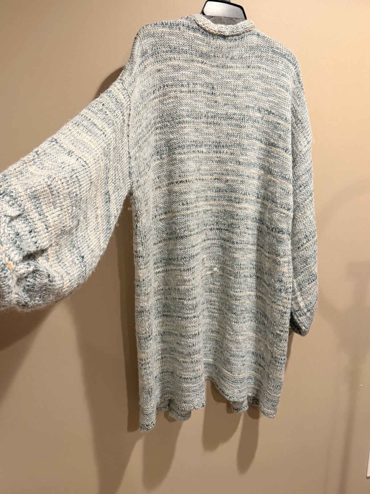 Lovestitch Wool Blend Long Cardigan Duster Blue Cream M/L