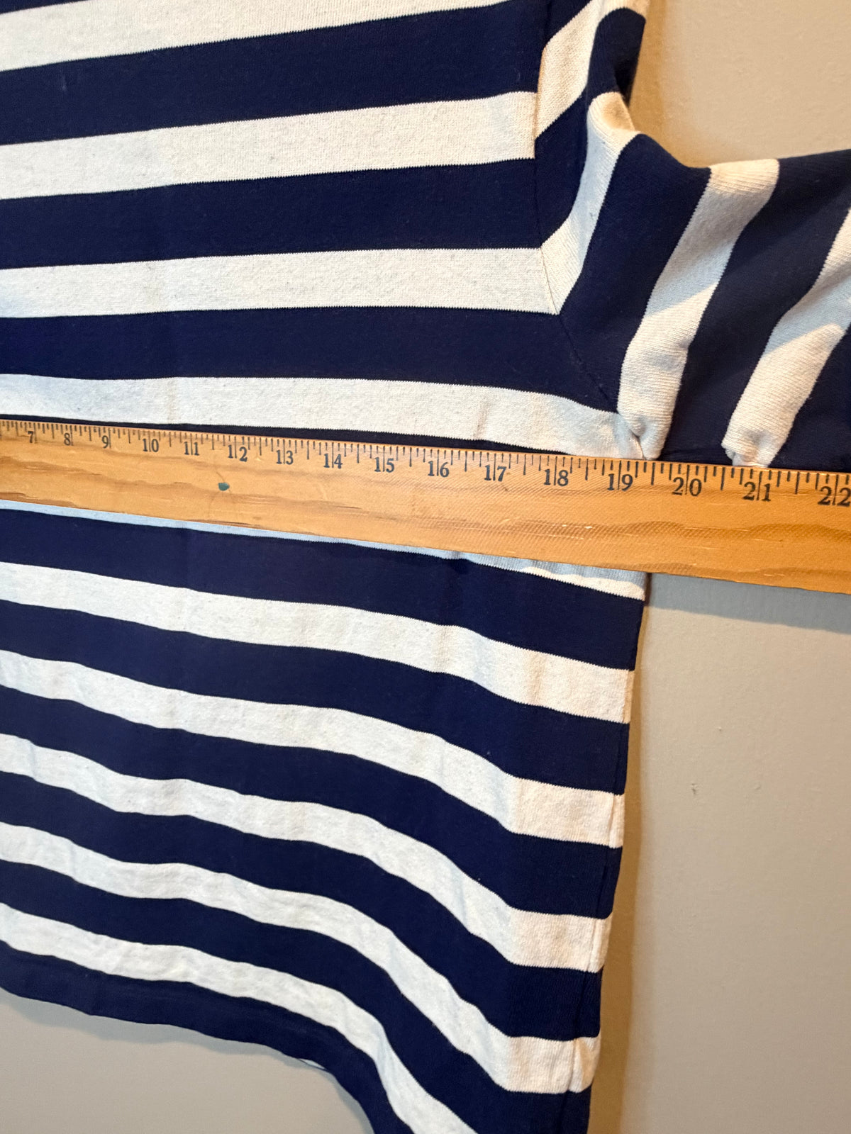 Sezane Navy and White Striped Long-Sleeve Top with Shoulder Buttons