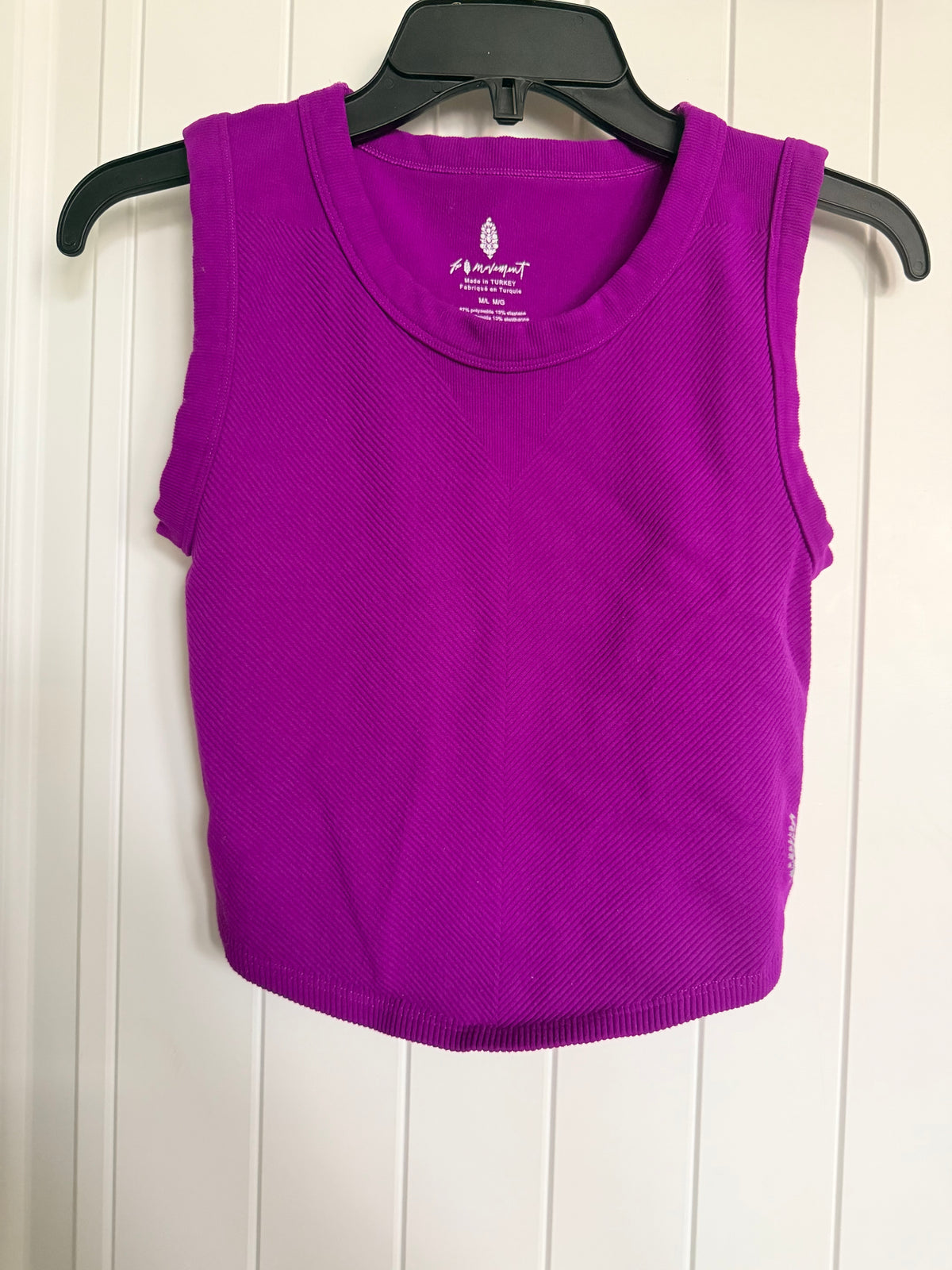 Free People FP Movement Purple Seamless Crop Tank Top M/L Ribbed Activewear